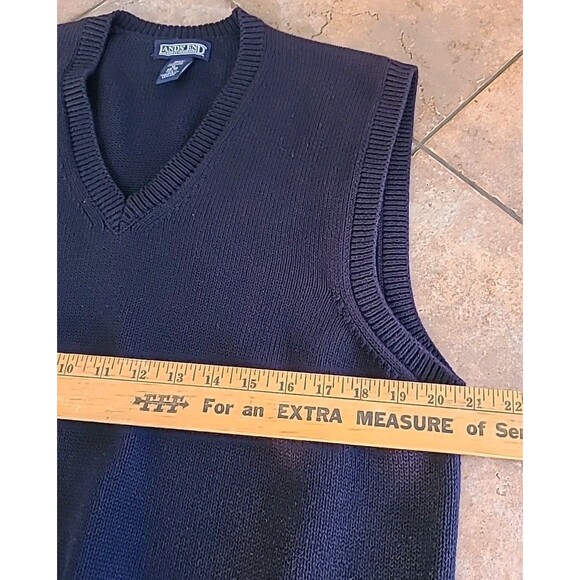 Land's End 100% Cotton Navy Vest Men's Med Preppy Casual Streetwear Fall Grandpa - Picture 4 of 5